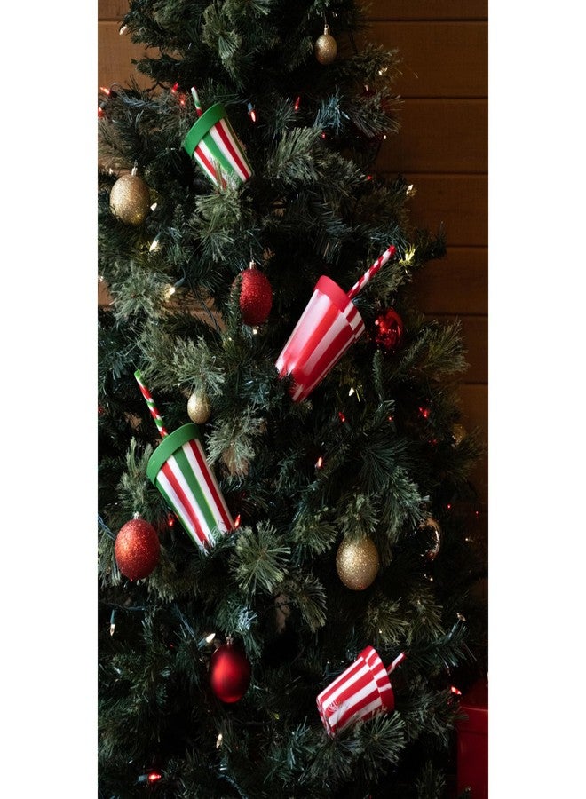 Silipint: Silicone 16 oz Straw Tumbler:4 Pk - Peppermint, Poinsettia, Classic Red & Green - Unbreakable, Holiday Gift, Sustainable - Image 4